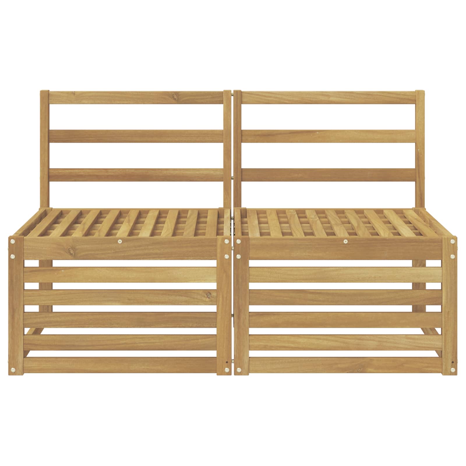 2 Stk Udendørs Mellem Sofa Massivt Akacietræ Hvid