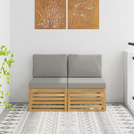 2 Stk Udendørs Mellem Sofa Massivt Akacietræ Hvid