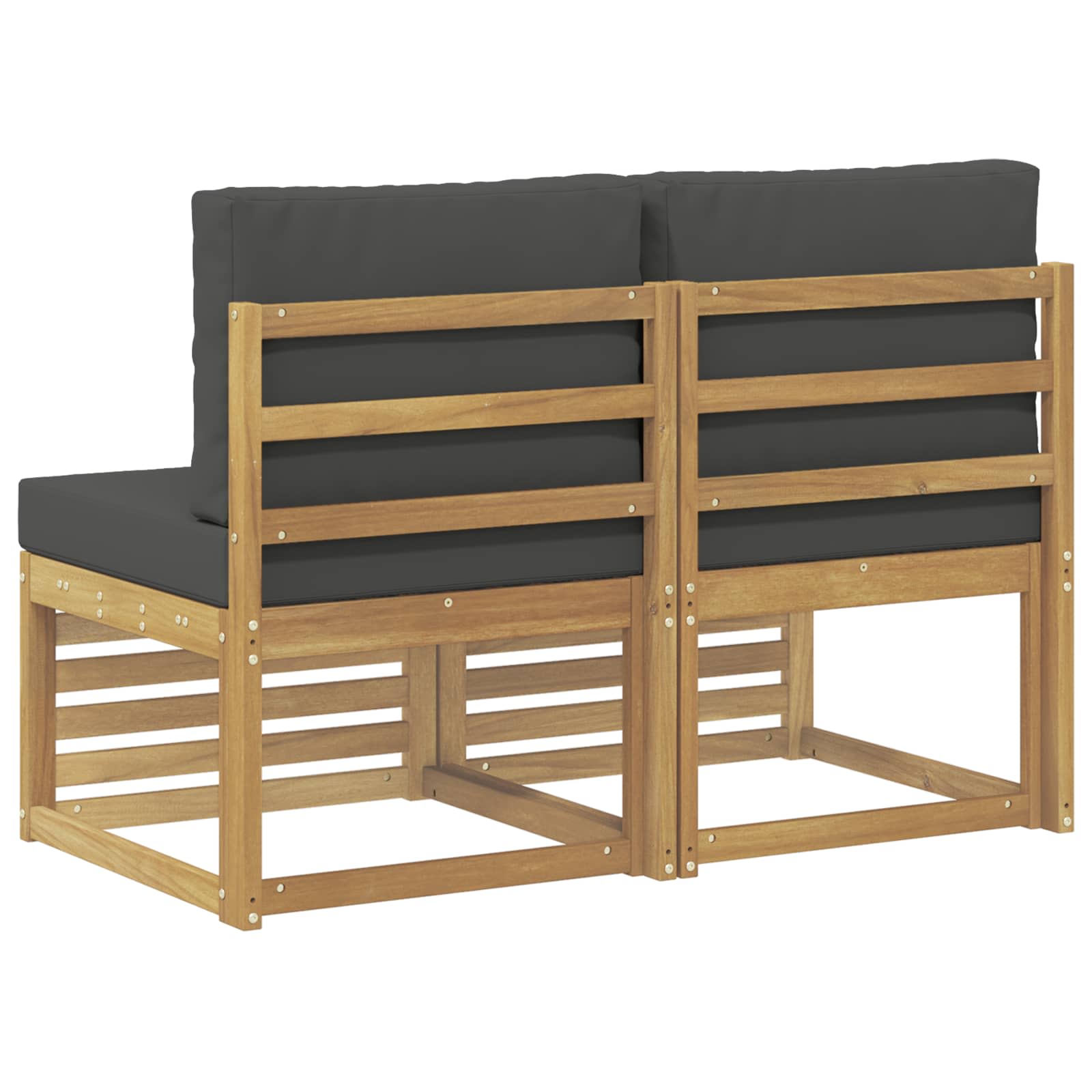 2 Stk Udendørs Mellem Sofa Massivt Akacietræ Hvid