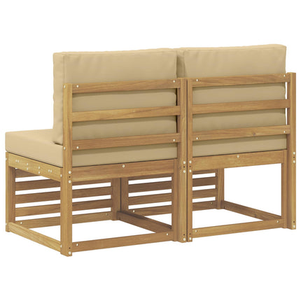 2 Stk Udendørs Mellem Sofa Massivt Akacietræ Hvid