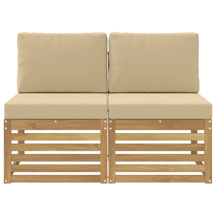 2 Stk Udendørs Mellem Sofa Massivt Akacietræ Hvid