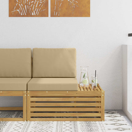 Udendørs end sofa Hvid 91 x 63 x 73 cm Massivt Akacietræ
