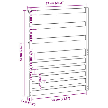 Armlænsmodul 2 pcs Hvid 59 x 4 x 73 cm Massivt Akacietræ