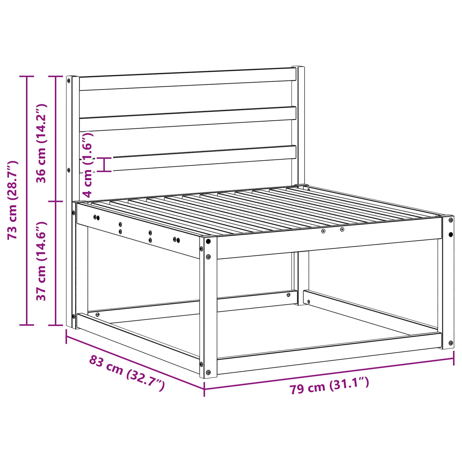 Udendørs Mellem Sofa Hvid 79 x 83 x 73 cm