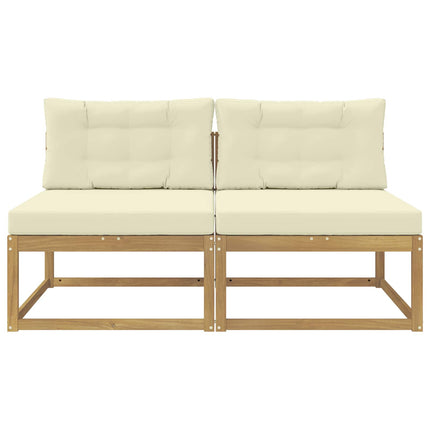 2 Stk Udendørs Mellem Sofa Polyester Hvid