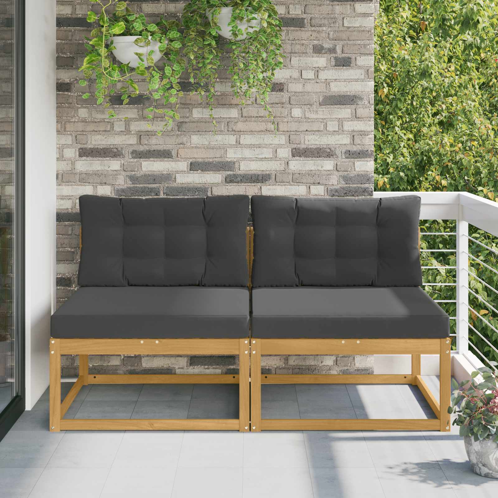 2 Stk Udendrs Mellem Sofa Polyester Hvid