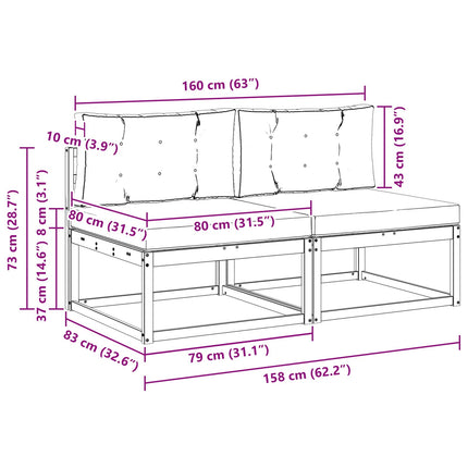 2 Stk Udendørs Mellem Sofa Polyester Hvid