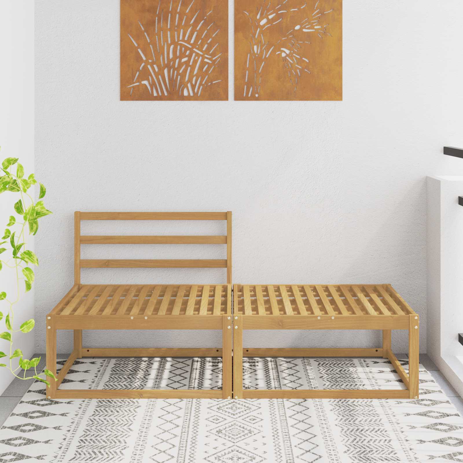 2 Stk Udendrs puf Polyester Hvid