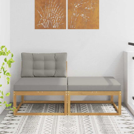 2 Stk Udendørs puf Polyester Hvid