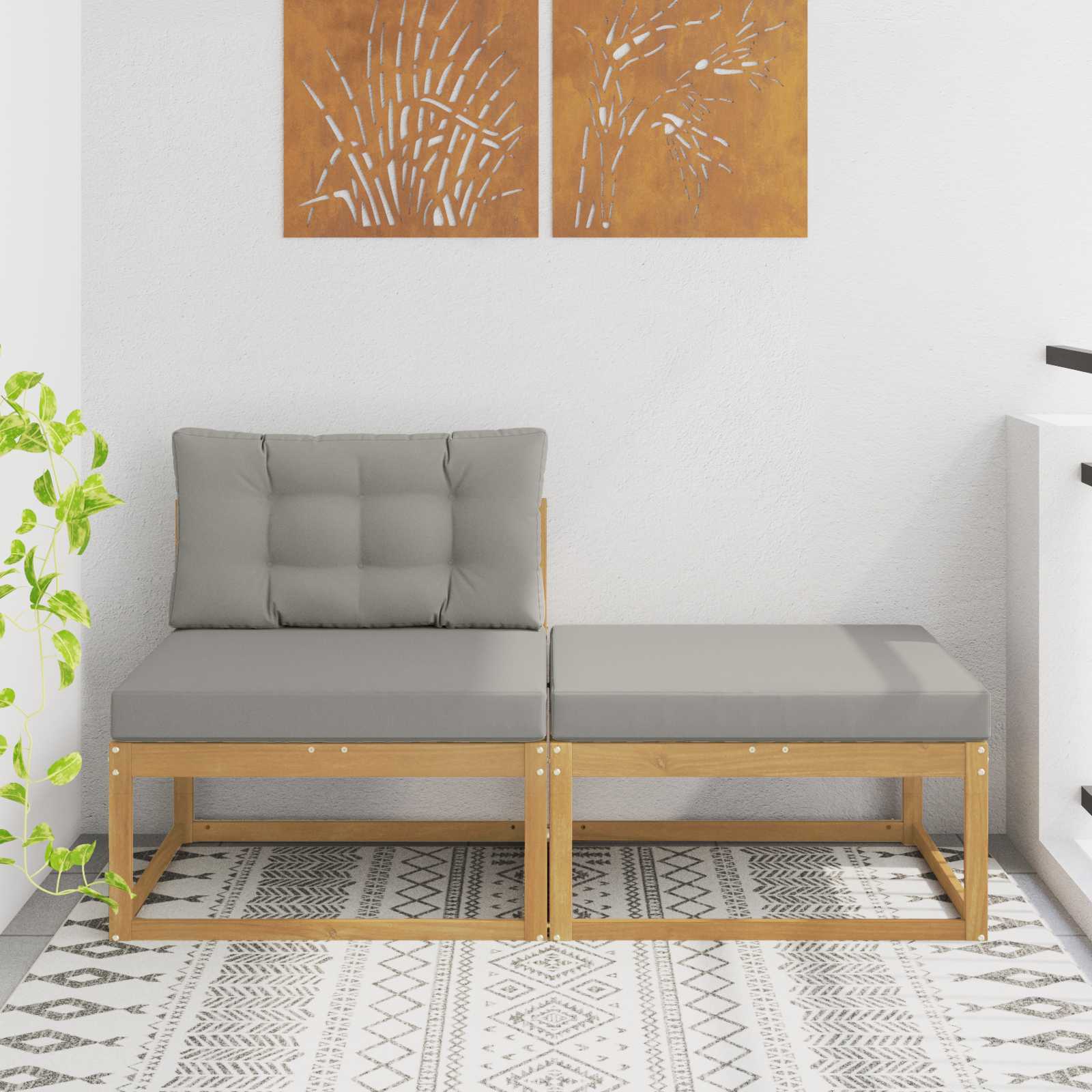 2 Stk Udendrs puf Polyester Hvid