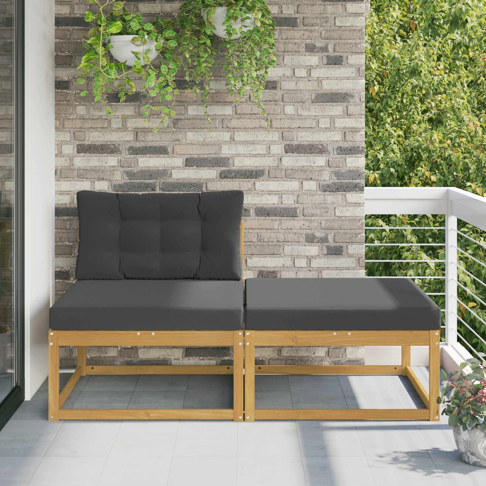 2 Stk Udendrs puf Polyester Hvid