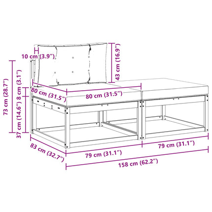 2 Stk Udendørs puf Polyester Hvid