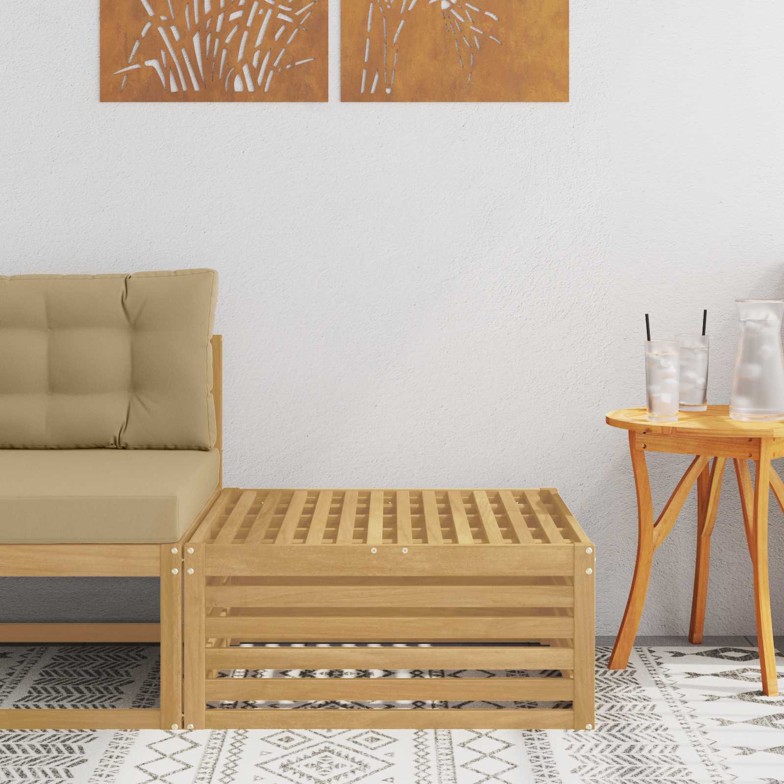 Udendørs puf Massivt Akacietræ Hvid 79 x 79 x 37 cm