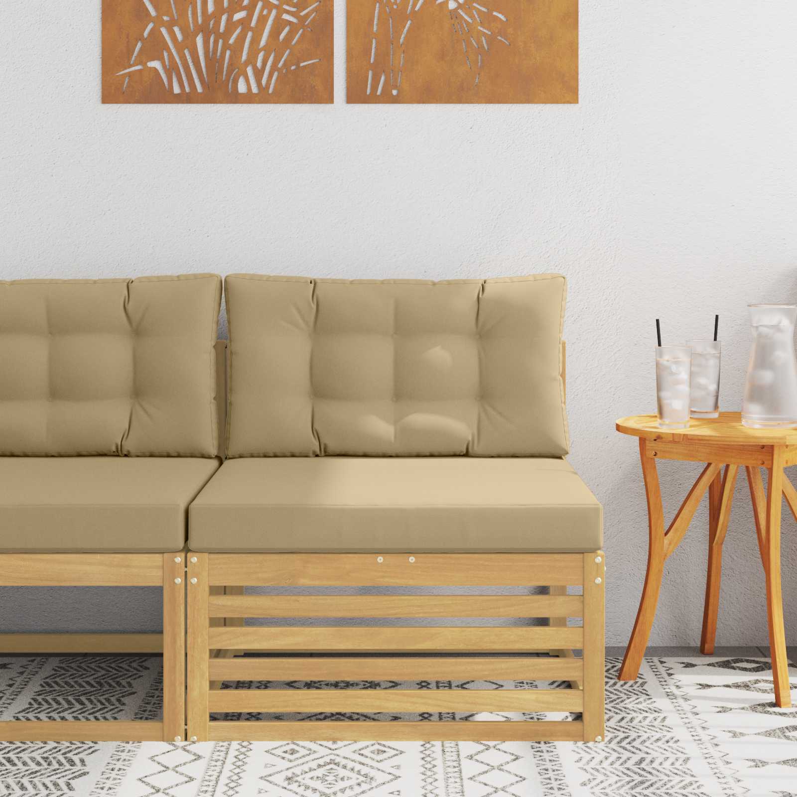 Udendørs Mellem Sofa Massivt Akacietræ Hvid