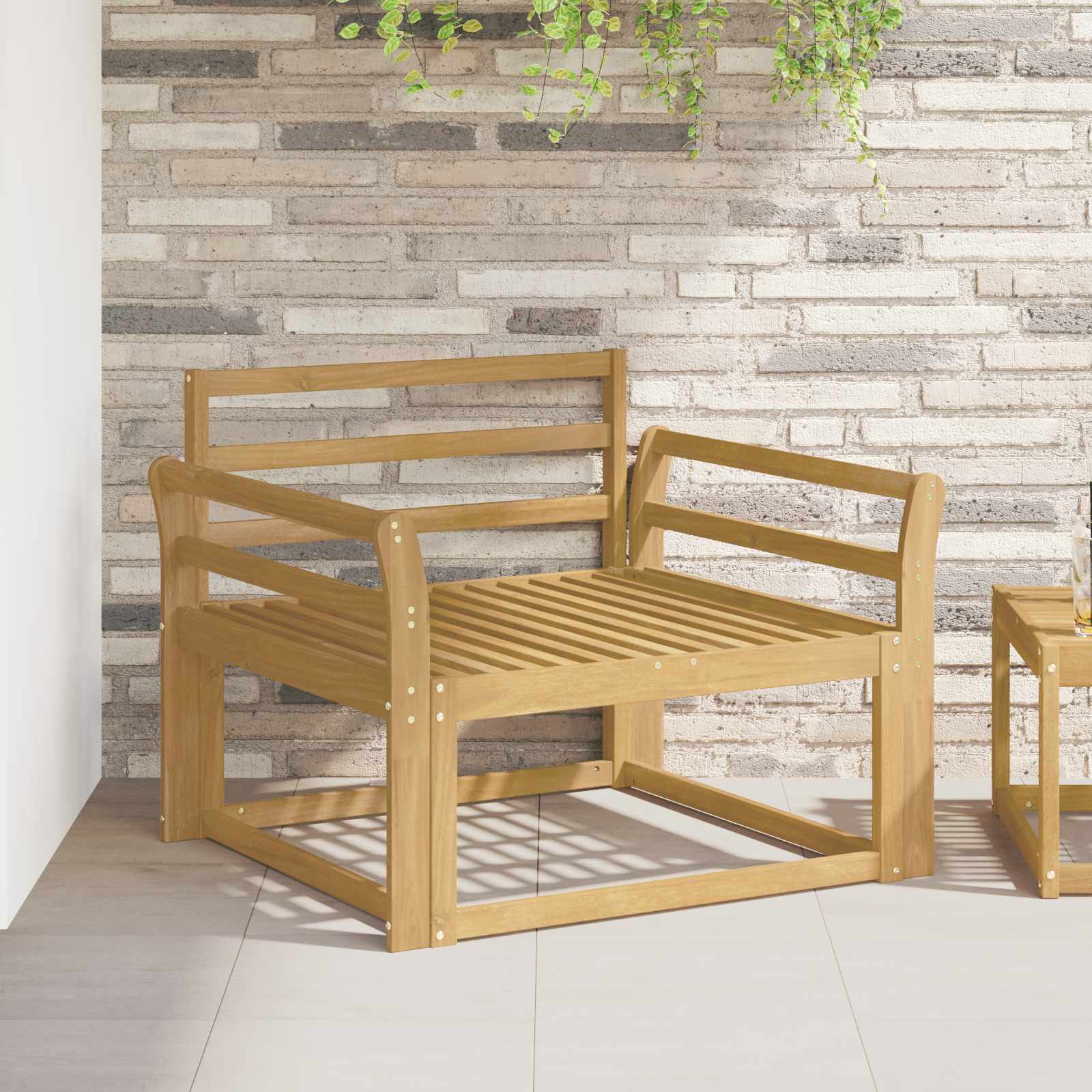 Armlænsmodul 2 stk. Hvid 78,5 x 8,5 x 60 cm Massivt Akacietræ billede