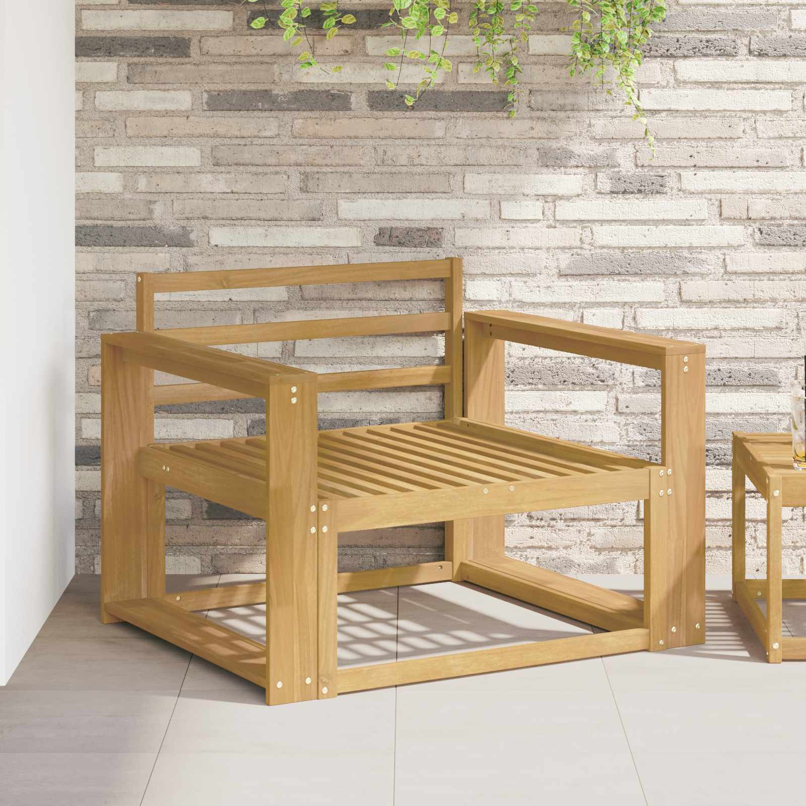 Armlænsmodul 2 stk. Hvid 78,5 x 10 x 61 cm Massivt Akacietræ billede
