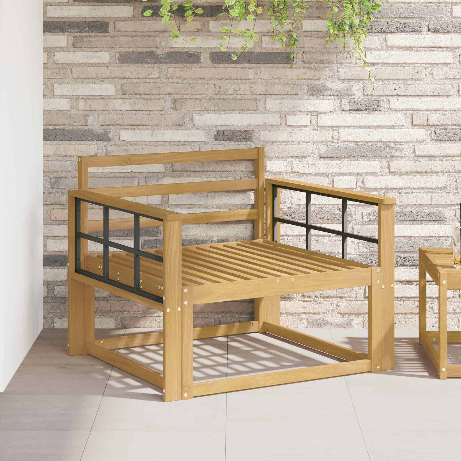 Armlænsmodul 2 stk. Hvid 80 x 6 x 61 cm Massivt Akacietræ billede