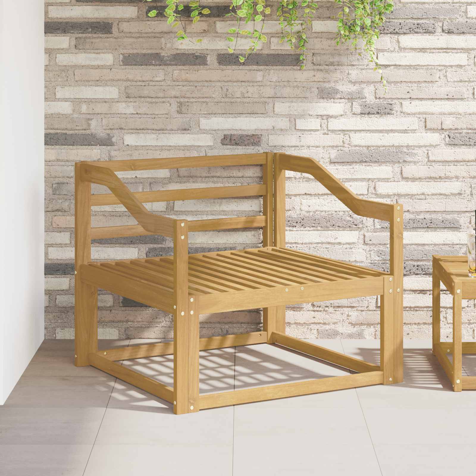 Armlænsmodul til sofa 2 stk hvid 79 x 4 x 73 cm massivt akacietræ