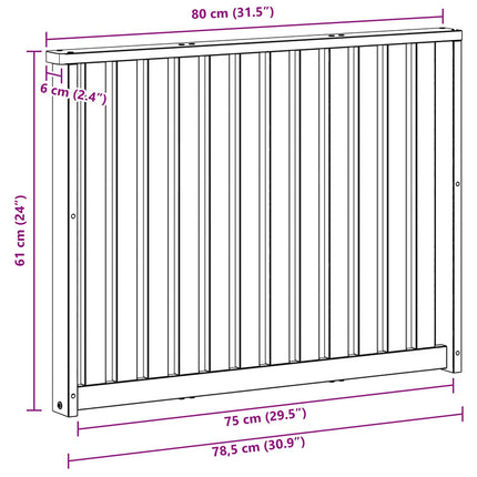 Armlænsmodul 2 pcs Hvid 80 x 6 x 61 cm Massivt Akacietræ