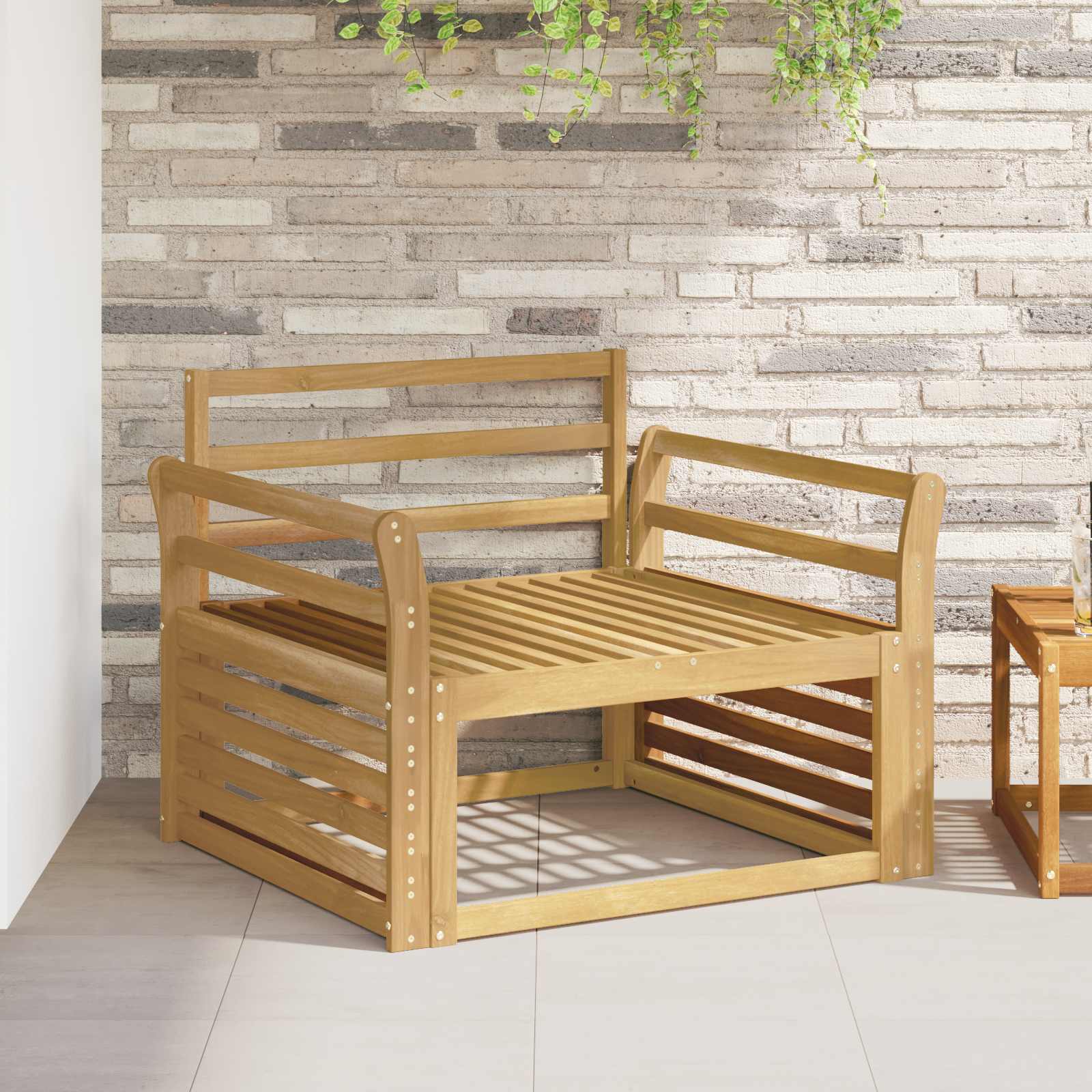 Armlænsmodul 2 pcs Hvid 78,5 x 8,5 x 60 cm Massivt Akacietræ billede
