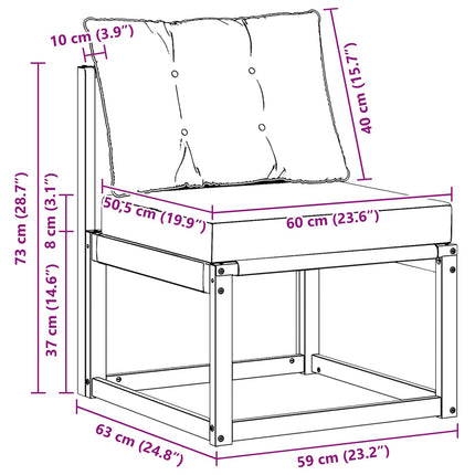 Udendørs Mellem Sofa Massivt akacietræ og Textilene-stof Hvid