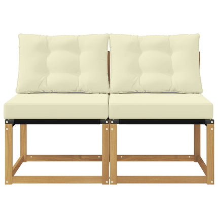 2 stk. Udendørs Mellem Sofa Massivt akacietræ og Textilene-stof