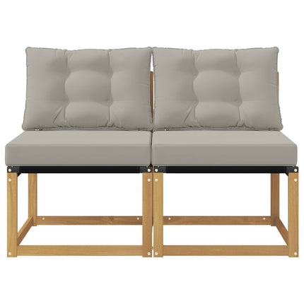 2 stk. Udendørs Mellem Sofa Massivt akacietræ og Textilene-stof