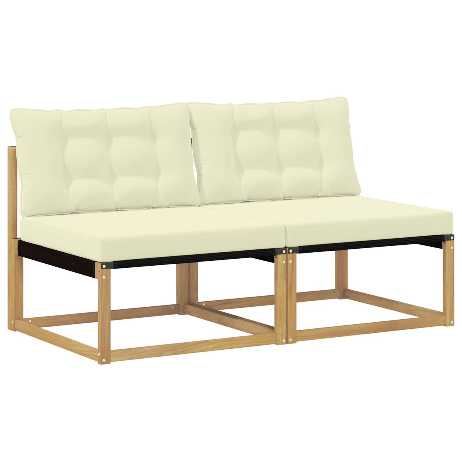 Udendørs Mellem Sofa Massiv akacietræ og Textilene Hvid
