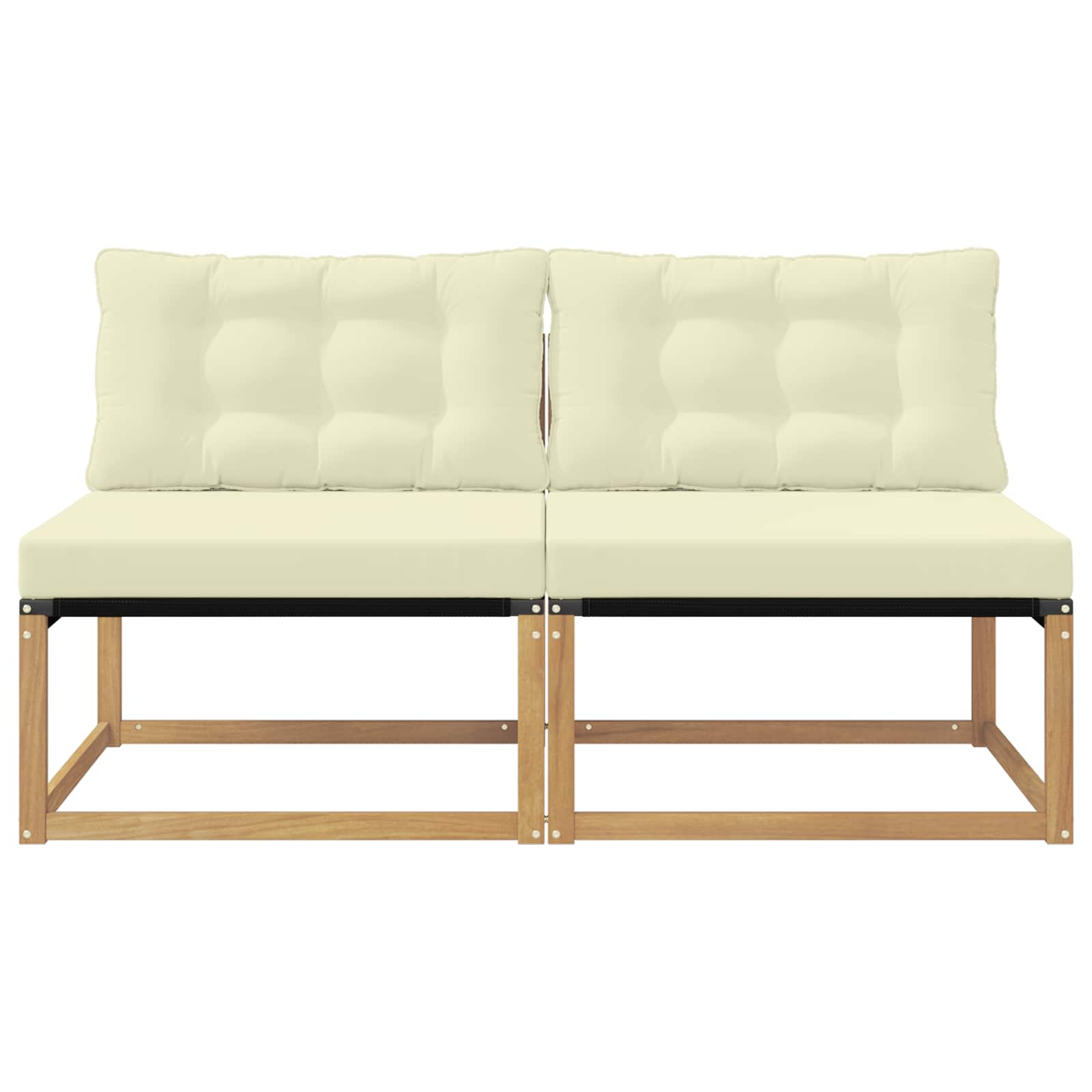 Udendørs Mellem Sofa Massiv akacietræ og Textilene Hvid