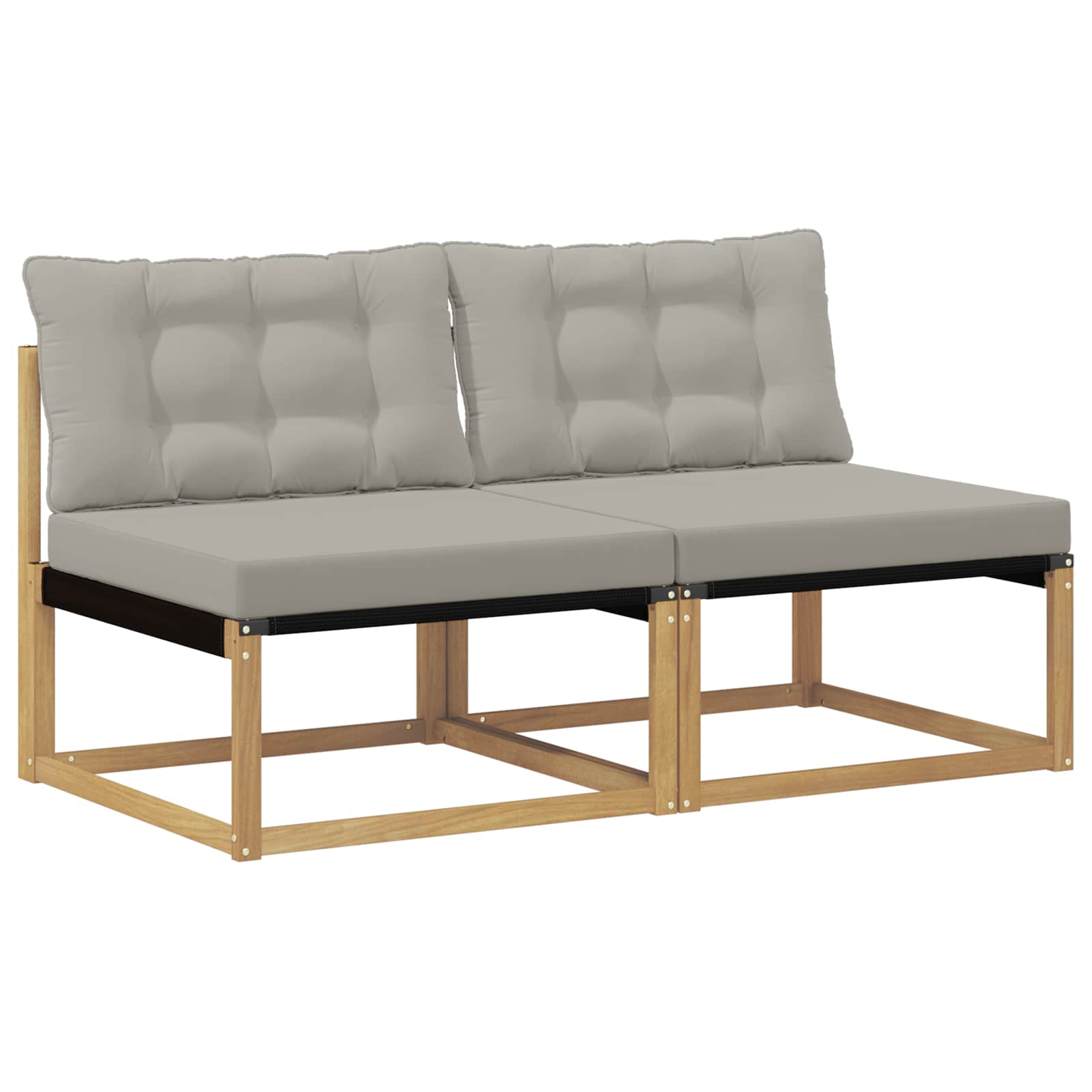 Udendørs Mellem Sofa Massiv akacietræ og Textilene Hvid