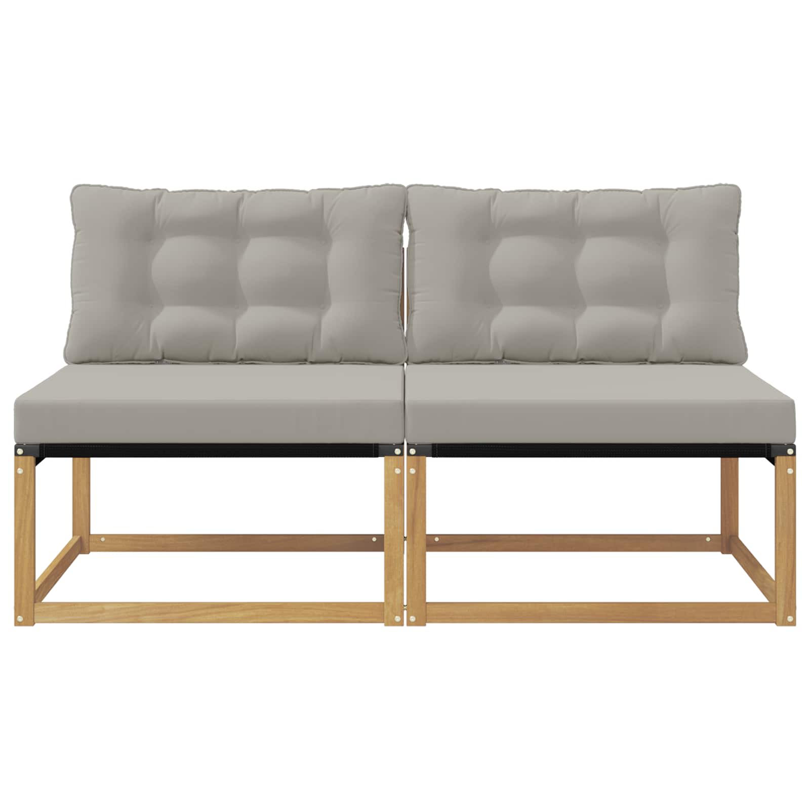 Udendørs Mellem Sofa Massiv akacietræ og Textilene Hvid