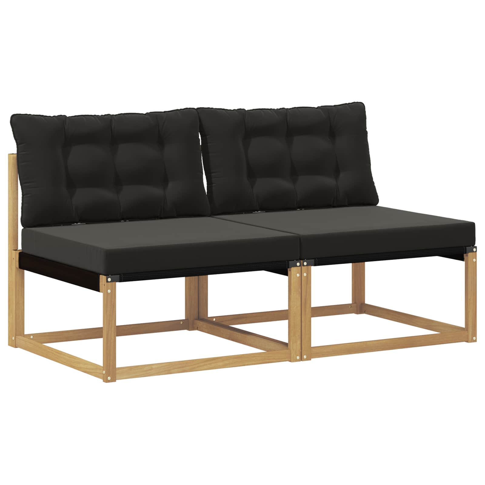 Udendørs Mellem Sofa Massiv akacietræ og Textilene Hvid