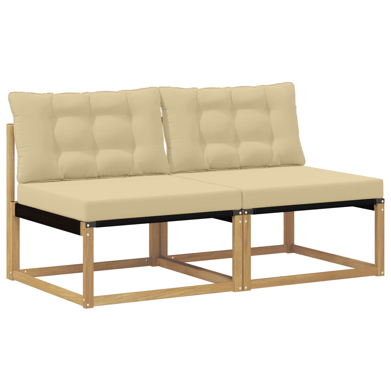 Udendørs Mellem Sofa Massiv akacietræ og Textilene Hvid