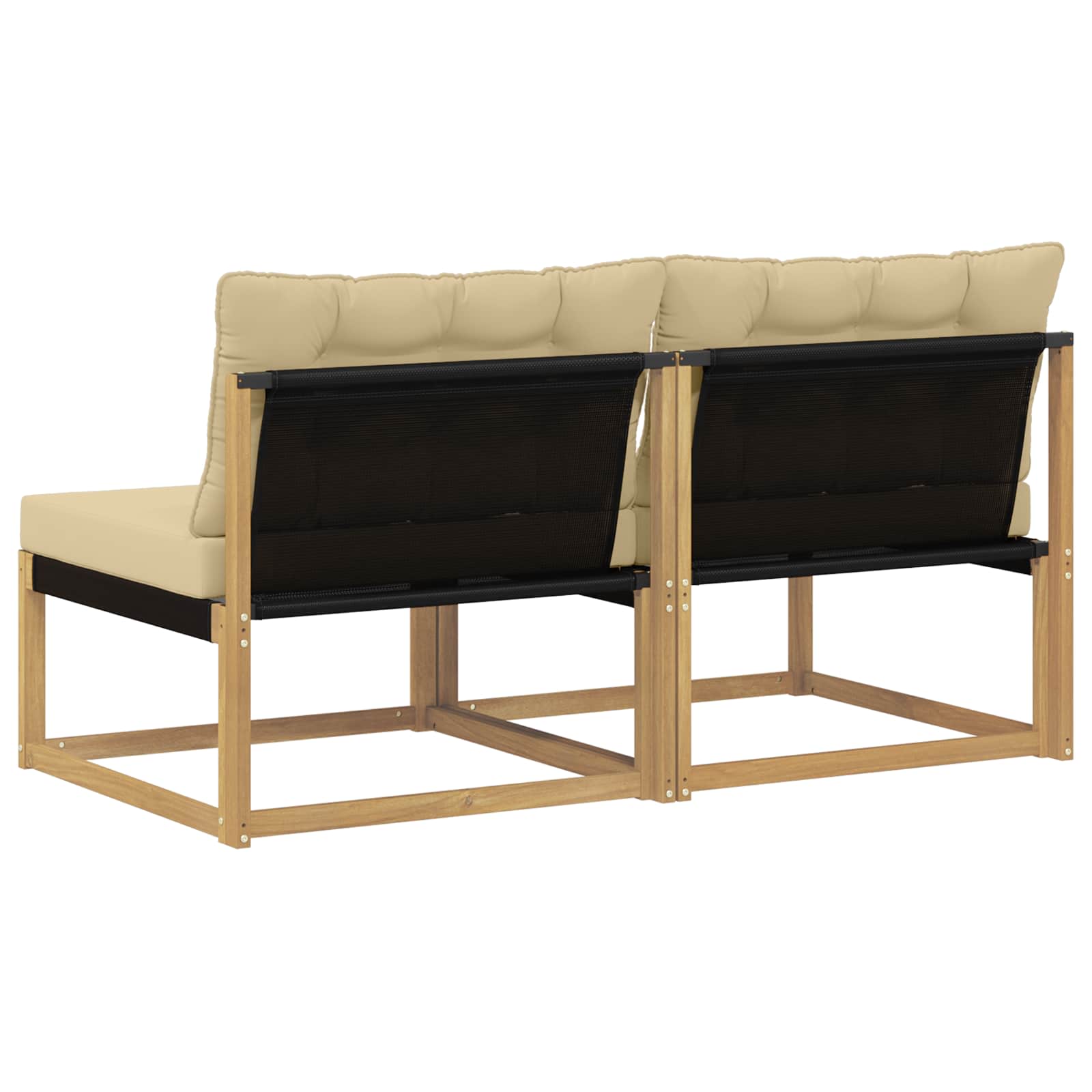Udendørs Mellem Sofa Massiv akacietræ og Textilene Hvid