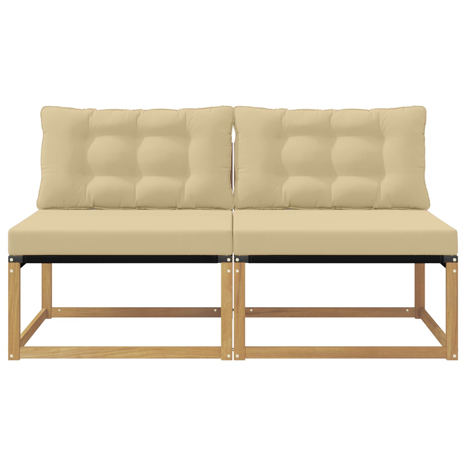 Udendørs Mellem Sofa Massiv akacietræ og Textilene Hvid