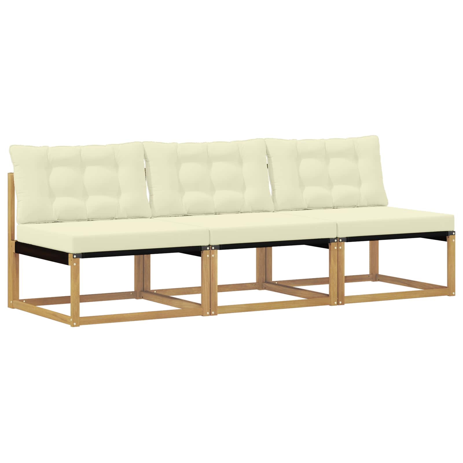 Udendørs Mellem Sofa Massiv akacietræ og Textilene Hvid