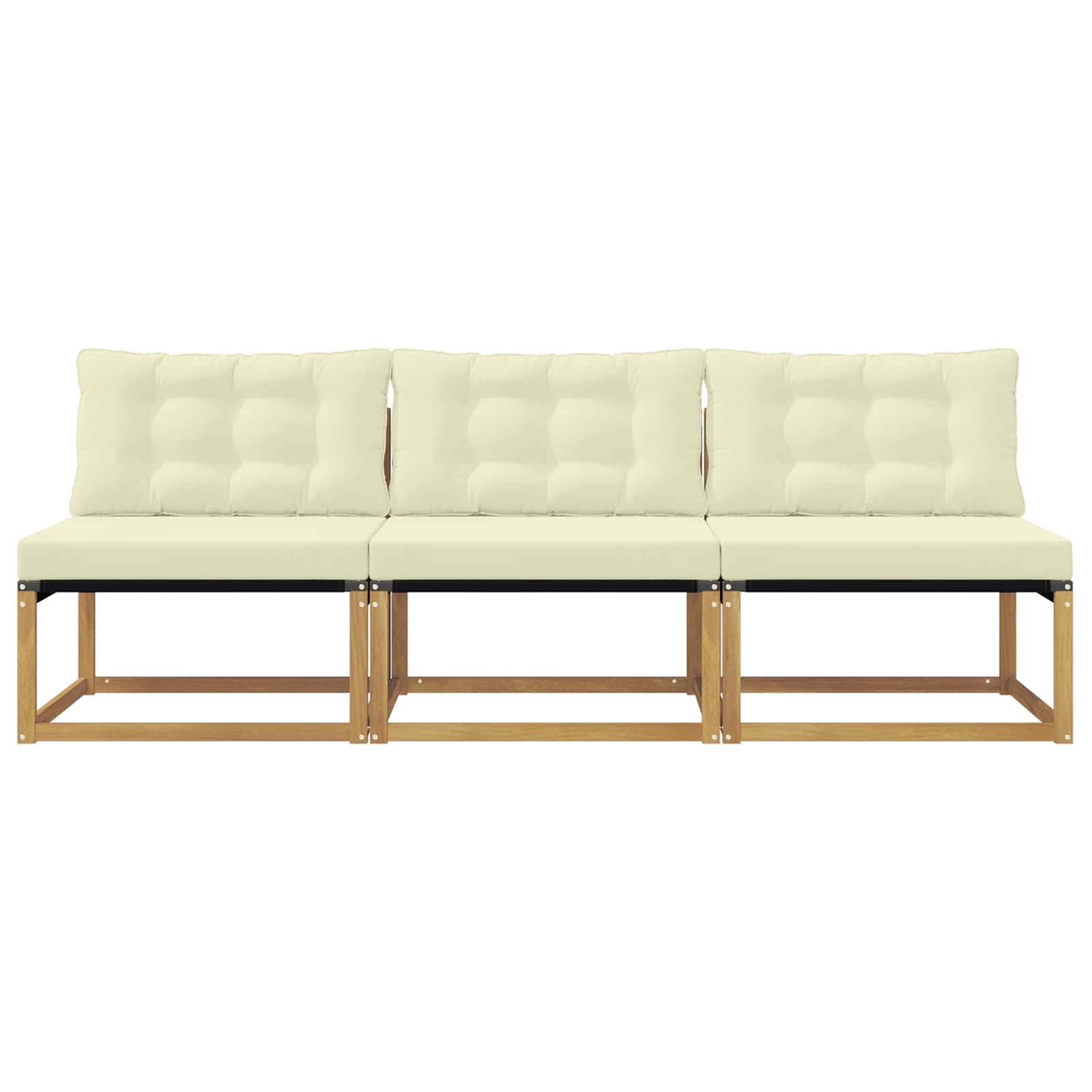 Udendørs Mellem Sofa Massiv akacietræ og Textilene Hvid