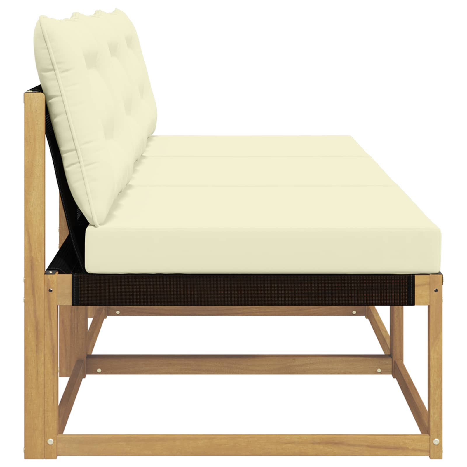 Udendørs Mellem Sofa Massiv akacietræ og Textilene Hvid