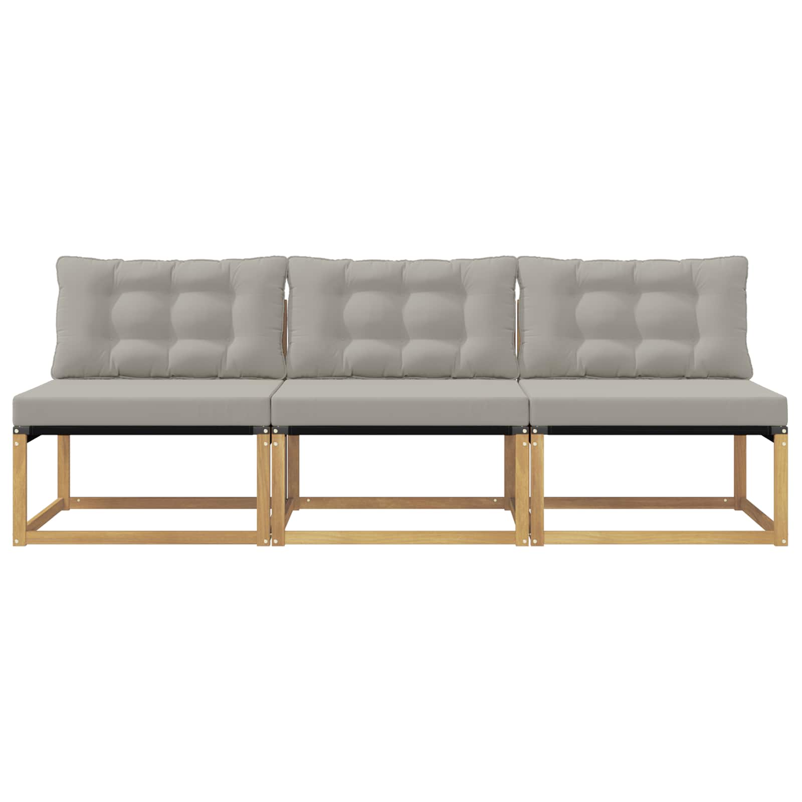 Udendørs Mellem Sofa Massiv akacietræ og Textilene Hvid