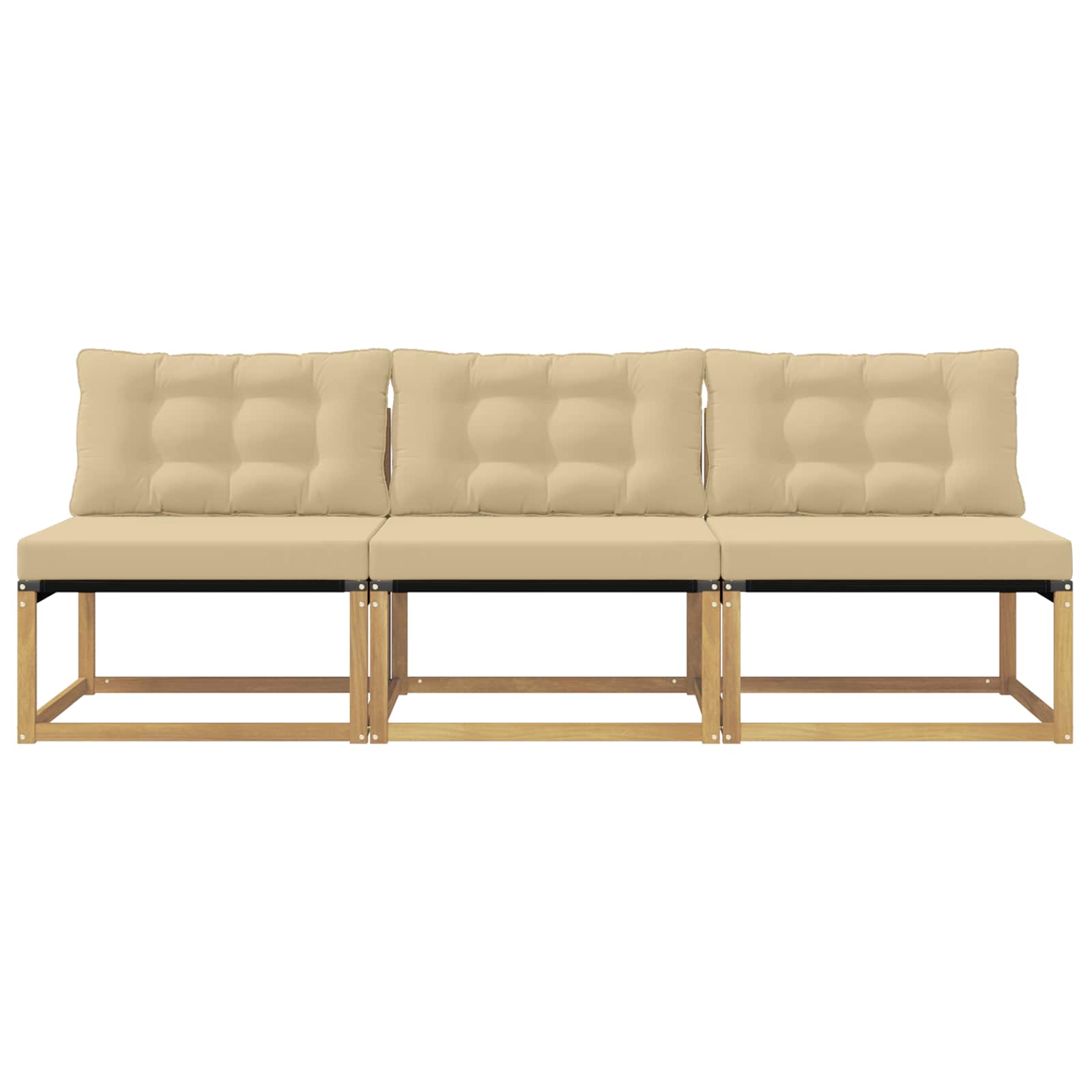 Udendørs Mellem Sofa Massiv akacietræ og Textilene Hvid