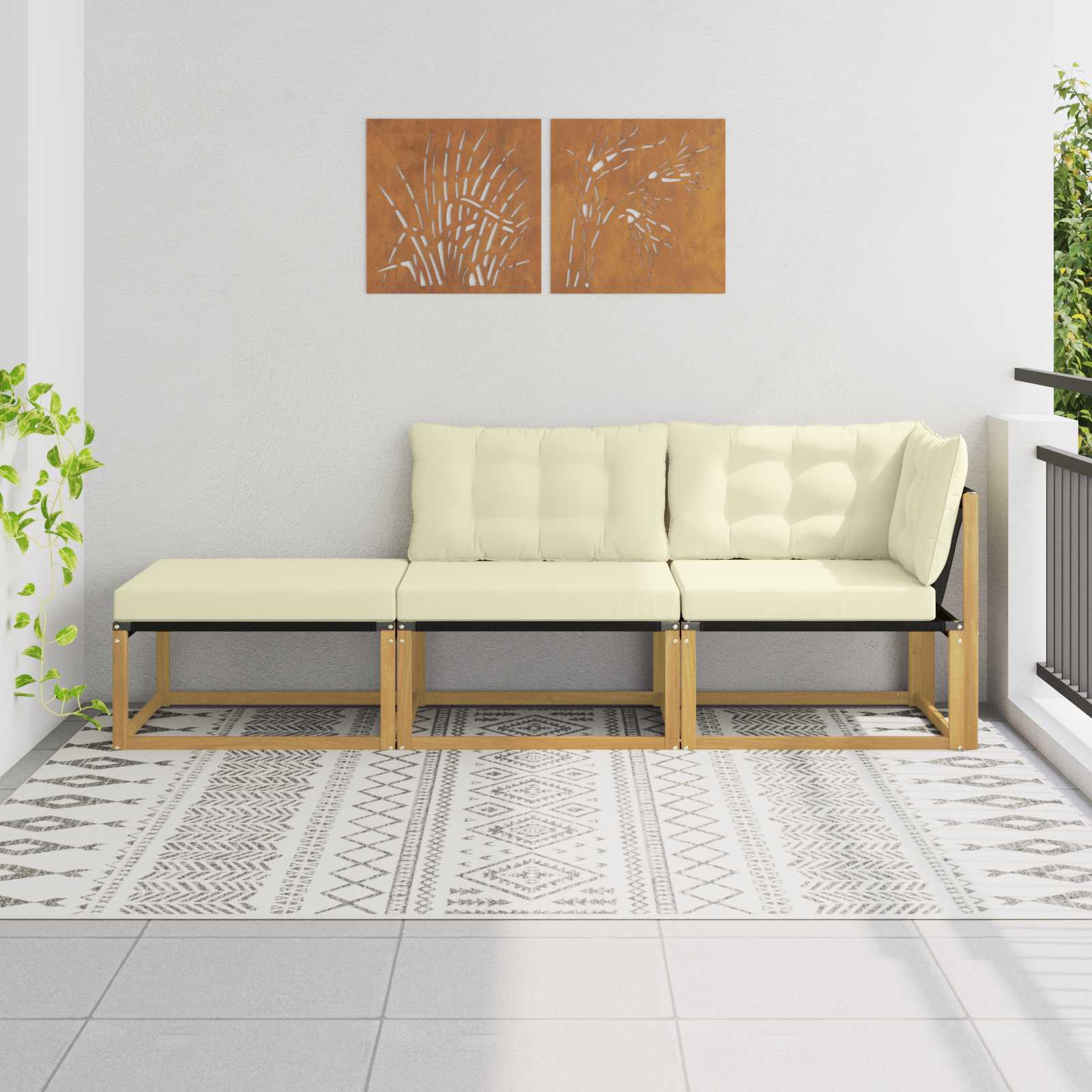Sektionel sofa enheder med pude Hvid 241,5 x 83 x 73 cm