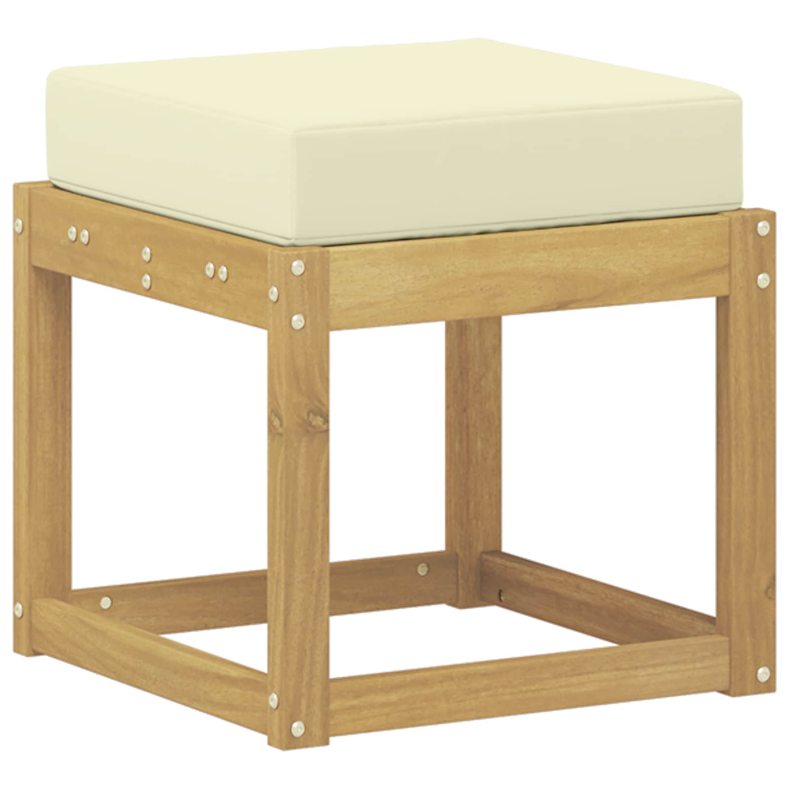 Udendørs Skammel Bænk Hvid 43 x 43 x 45 cm Massivt Akacietræ