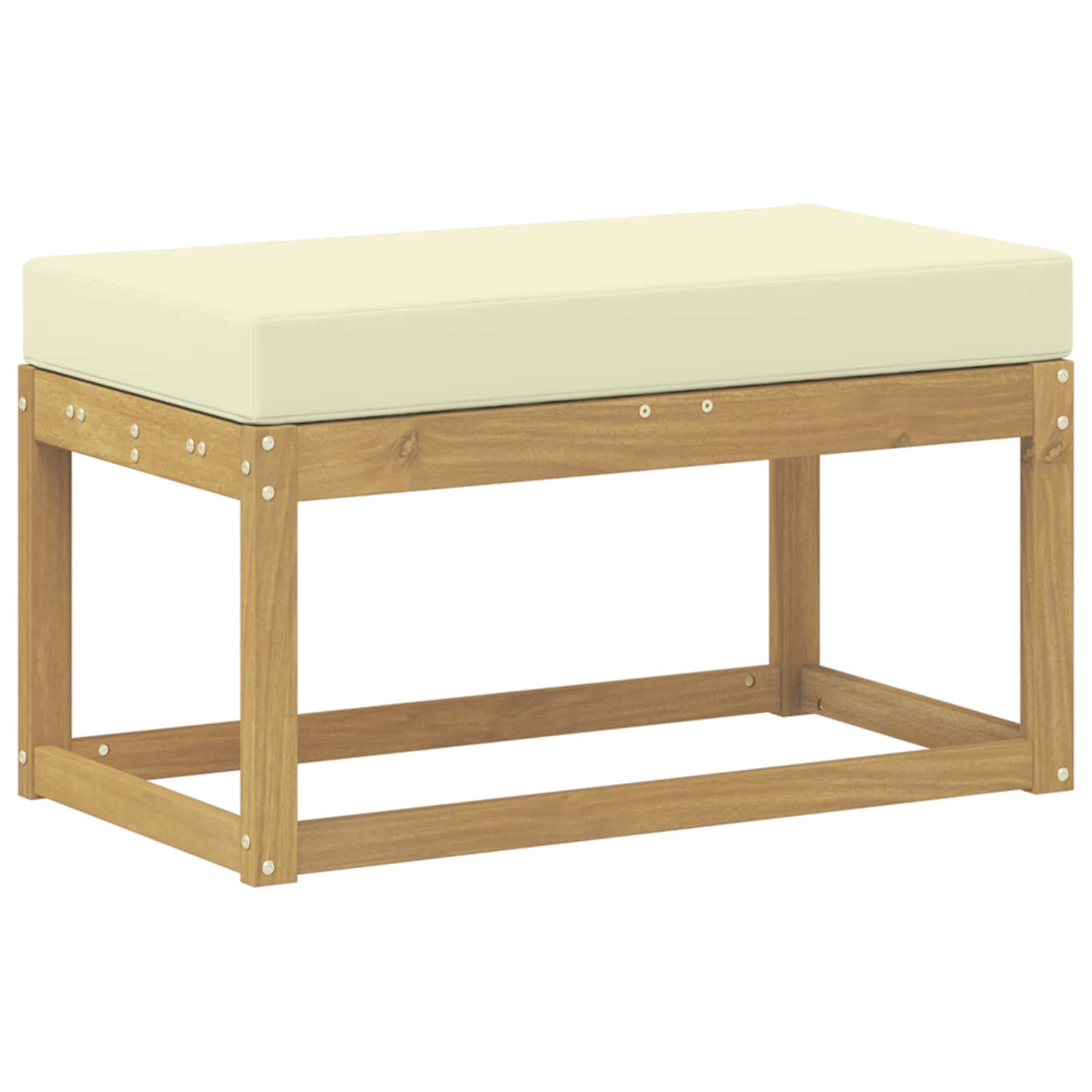 Udendørs Skammel Bænk Hvid 80 x 43 x 45 cm Massivt Akacietræ