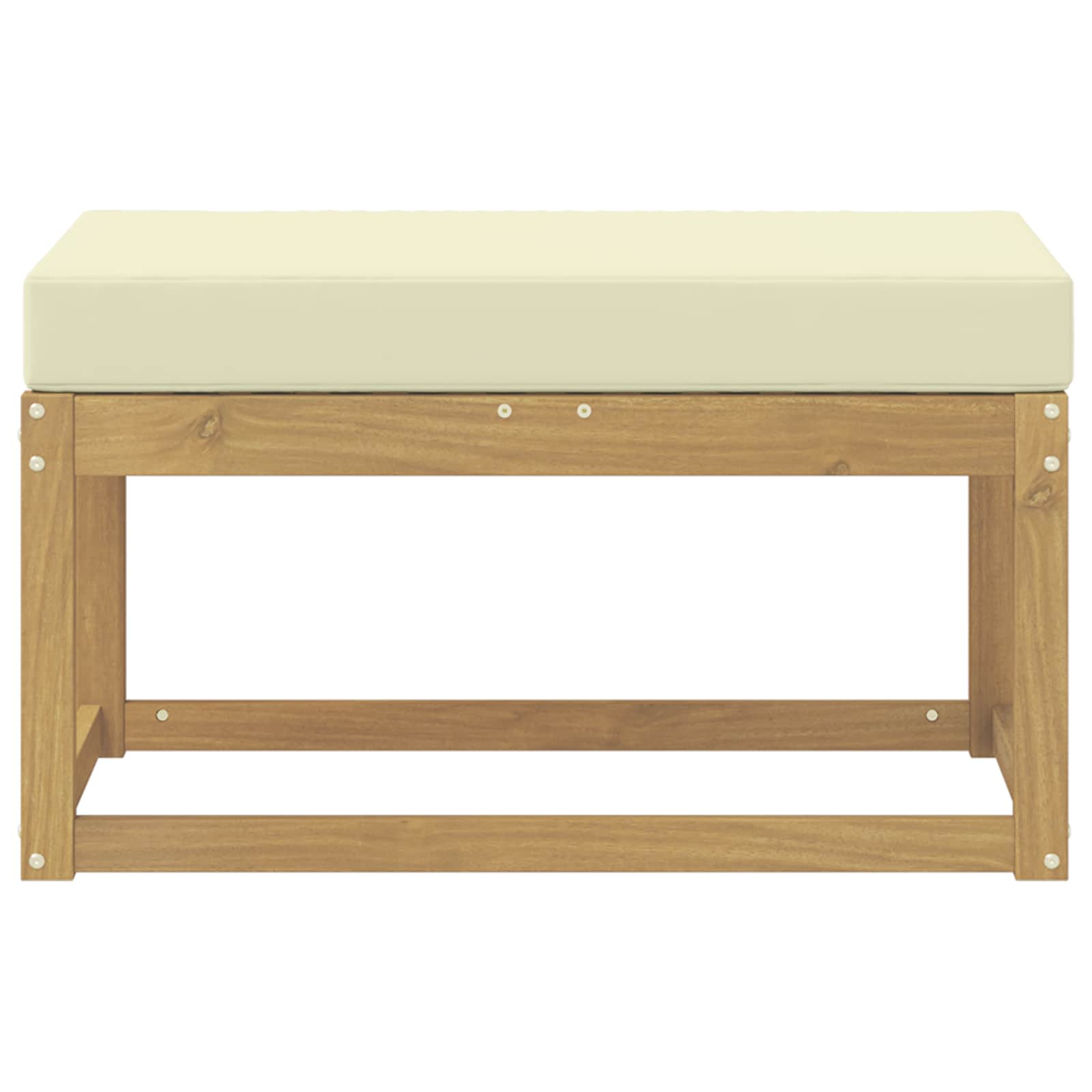 Udendørs Skammel Bænk Hvid 80 x 43 x 45 cm Massivt Akacietræ