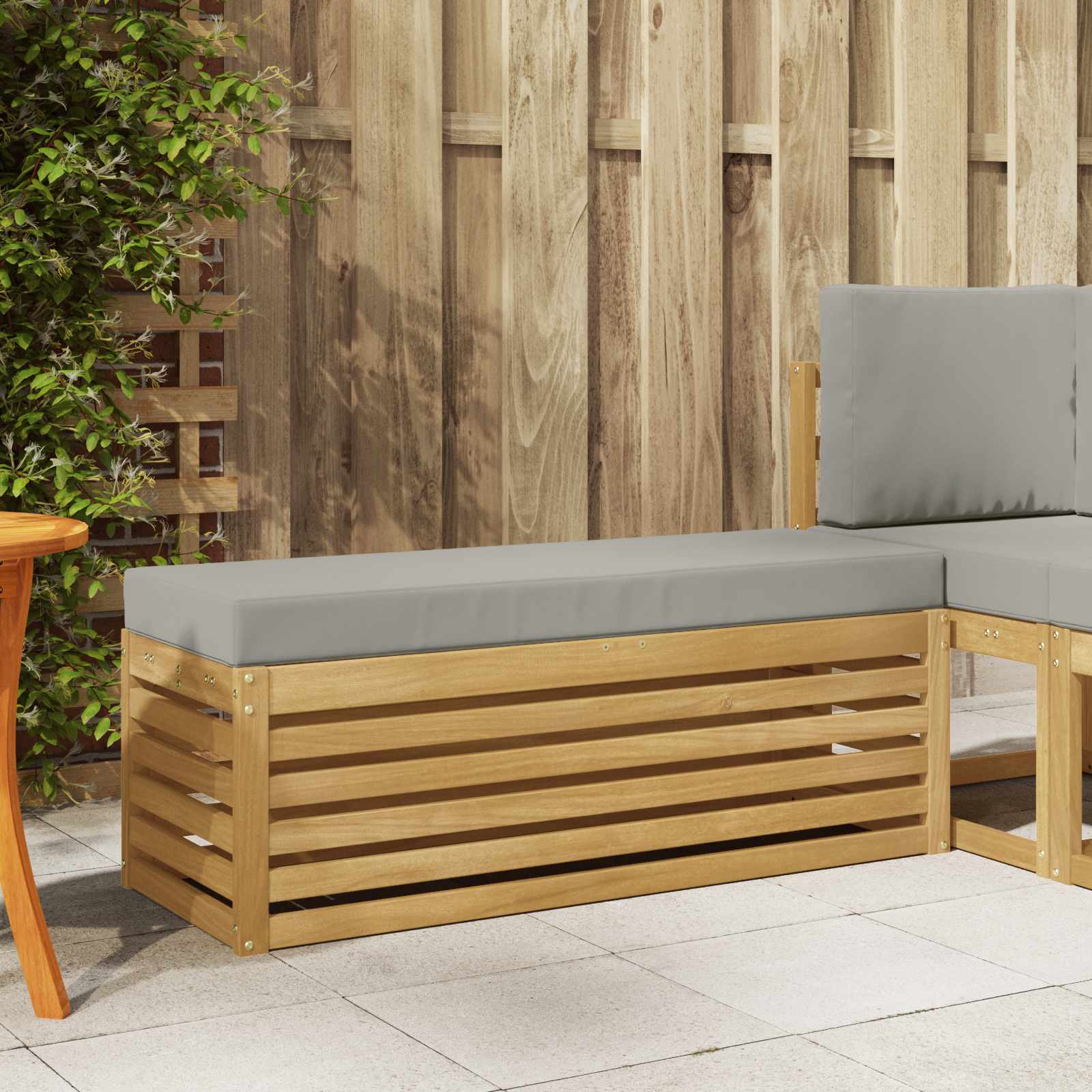 Udendørs Skammel Bænk Hvid 115 x 43 x 45 cm Massivt Akacietræ