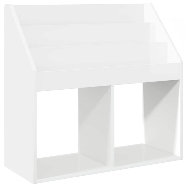 Børnebogreol Høj gloss hvid 72,5 x 29,5 x 69 cm Konstrueret træ