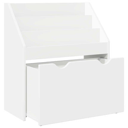 Børnebogreol med skuffe Hvid 60 x 29,5 x 69 cm Konstrueret træ