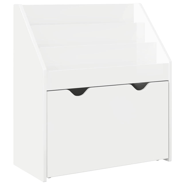 Børnebogreol Høj gloss hvid 60 x 29,5 x 69 cm Konstrueret træ