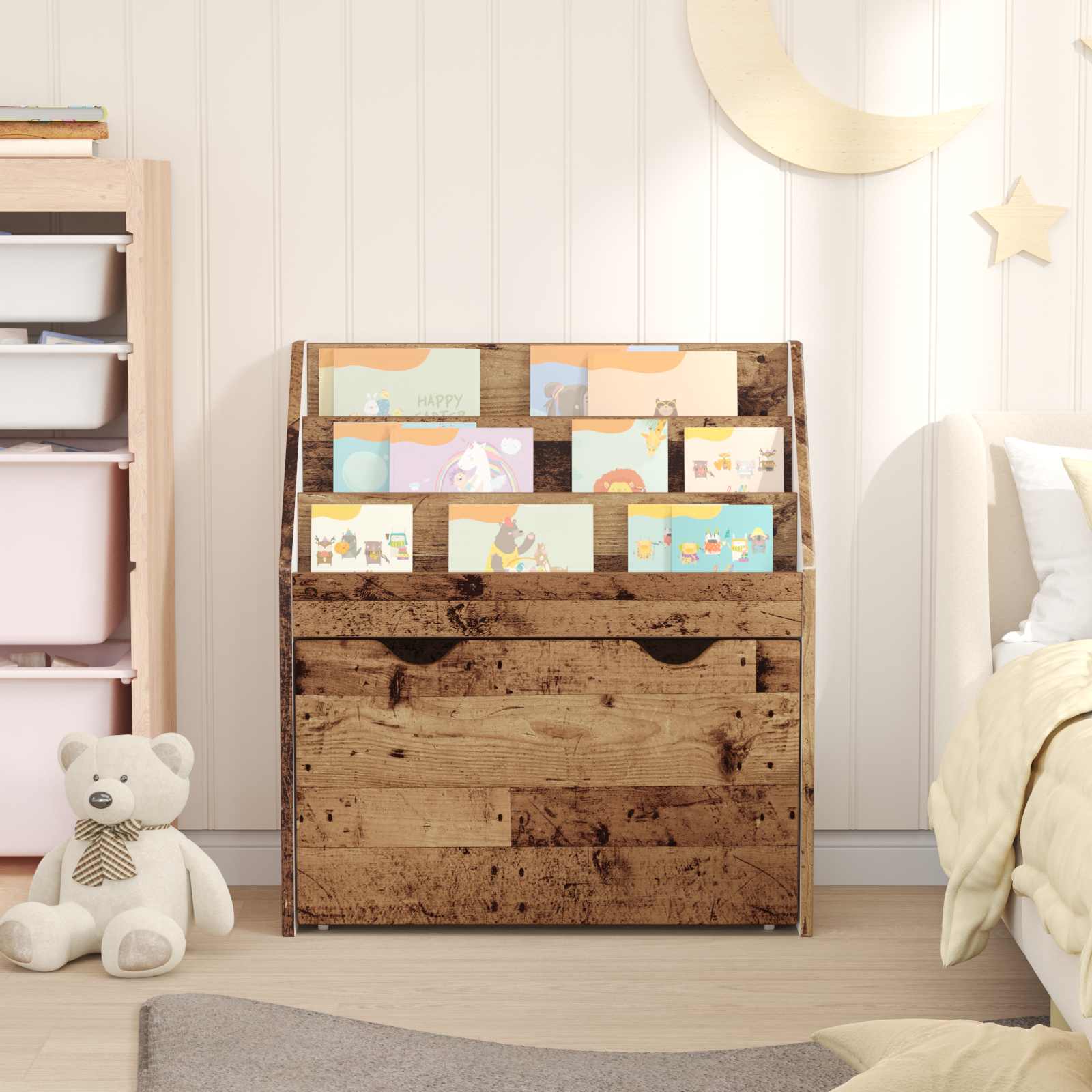 Børnebogreol Gammelt træ 60 x 29,5 x 69 cm Konstrueret træ