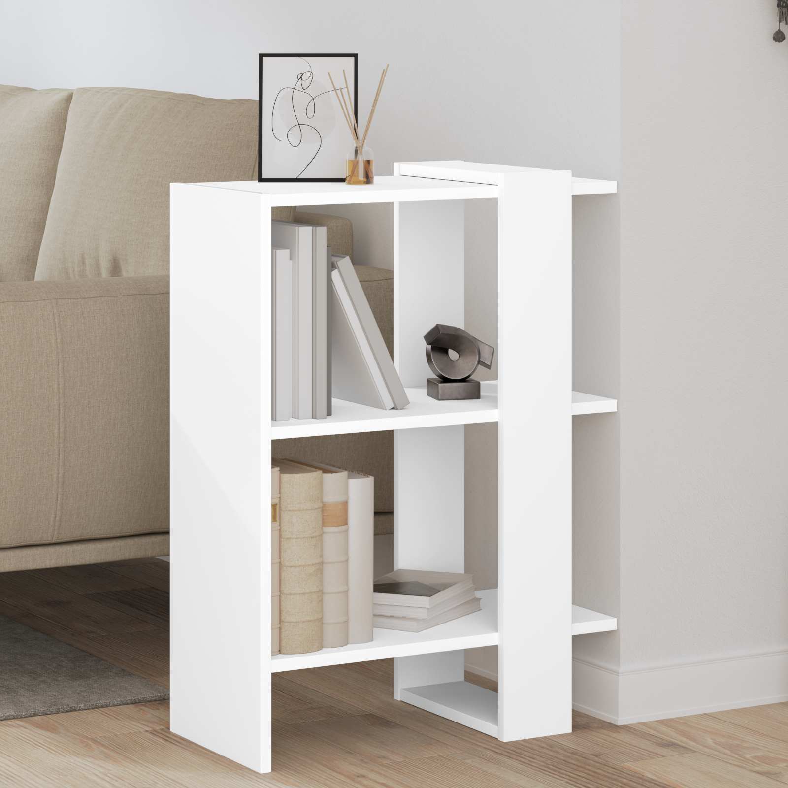 vidaXL Bogreol 2 niveauer 52 x 25 x 71,5 cm Konstrueret træ Hvid